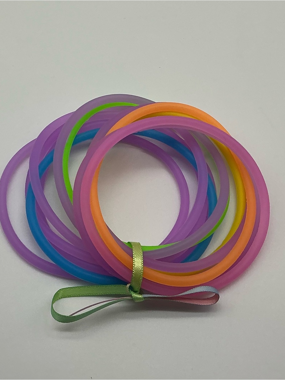 Set of 12 Pastel Purple and Pastel Rainbow Colored Jelly Bracelets